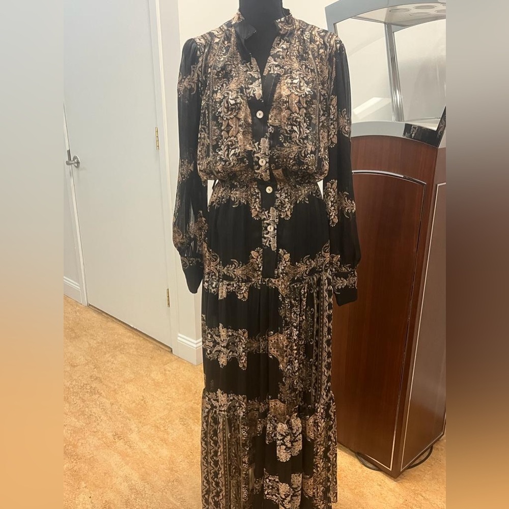 Pintucked floral-print fil coupé chiffon dress
